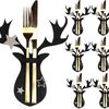 Christmas cutlery cover 6 pcs Reindeer Black