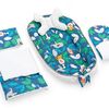 Baby cocoon for pram, mattress, pillow, blanket 5in1 Jungle Blue