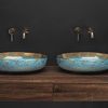 Lavabo da appoggio in ceramica Margot Blue / Gold