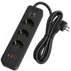 Prelungitor Multipriză 3 prize + 2x USB-A + USB-C JNH020-3A Black