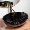 Set Vasque à poser Sofia marble black + Robinet de lavabo Lungo gold + Bonde gold