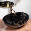 Set Lavabo da appoggio Sofia marble black + Rubinetto da bagno Lungo gold + Tappo gold