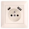 Single grounded socket with frame + USB-A USB-C OSTE JNH004-G Beige