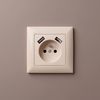 Single grounded socket + 2x USB-A OSTE JNH003-G Beige