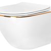 Taza de inodoro WC REA Carlo white Mini Flat Gold Edge