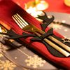 Christmas cutlery cover 6 pcs Reindeer Black