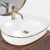 Vasque à poser en céramique Rea CLEO White Gold Edge
