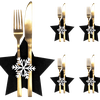 Рождественский чехол для столовых приборов 4 шт. Звезда черная