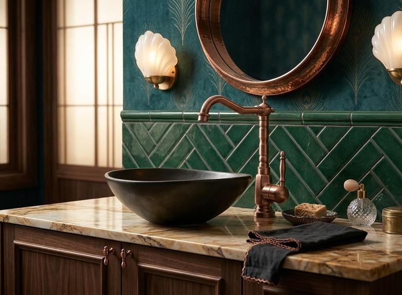Retro-style bathroom – rich aesthetics, functional interior!