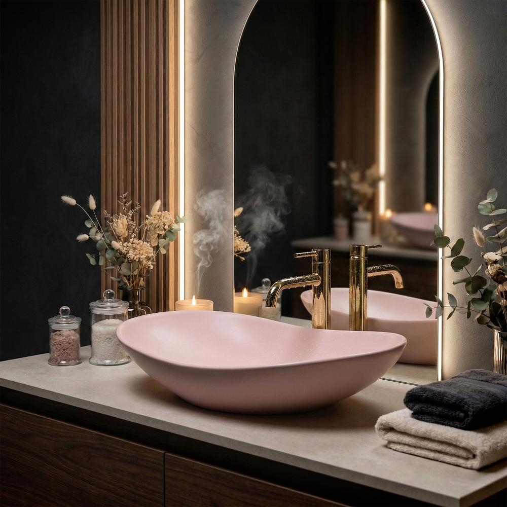 Umývadlo na dosku REA ROYAL Powder Pink Matt