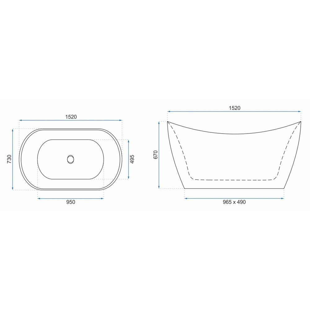 Rea Ferrano 150 vapaasti seisova kylpyamme