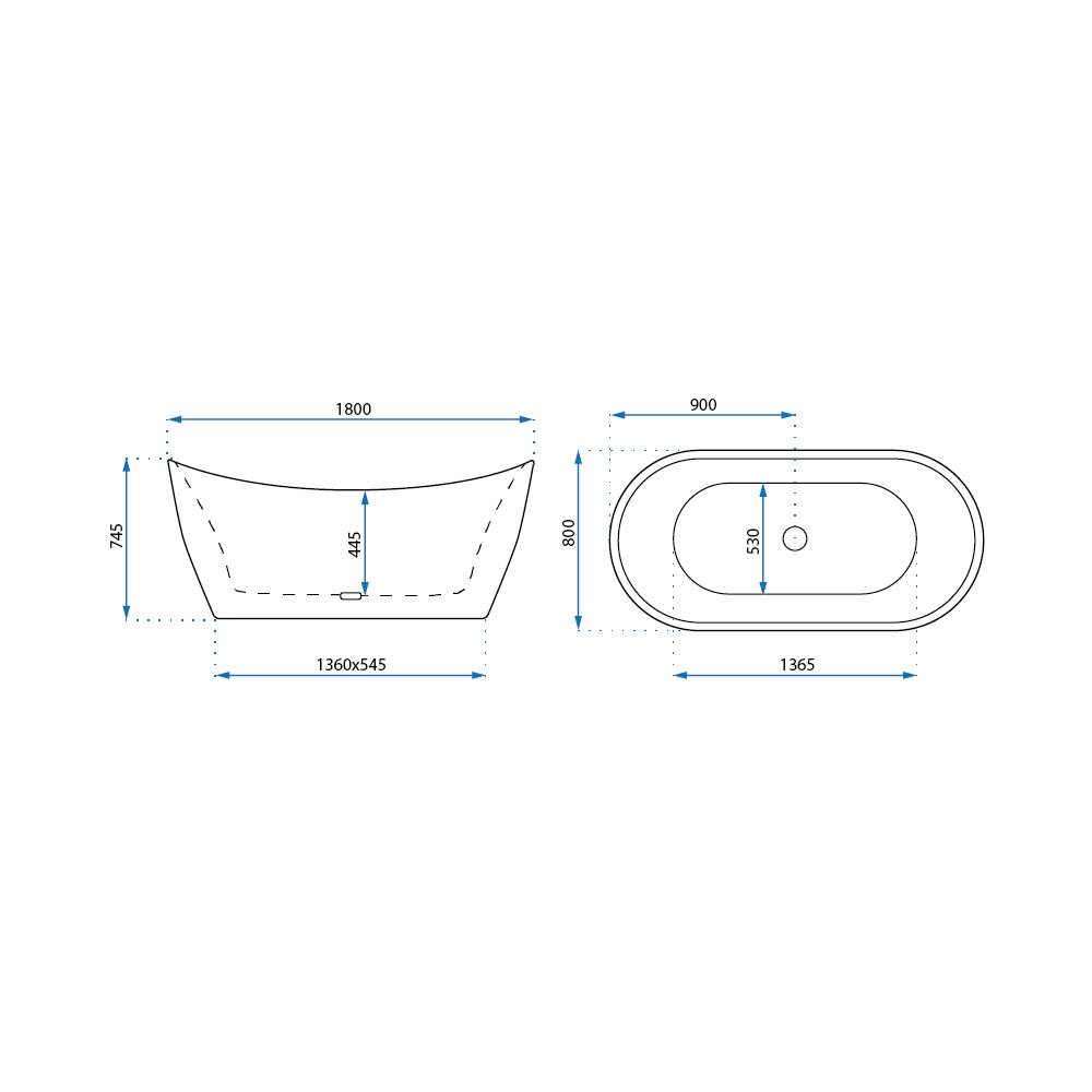 Voľne stojaca vaňa REA FERRANO 180 cm