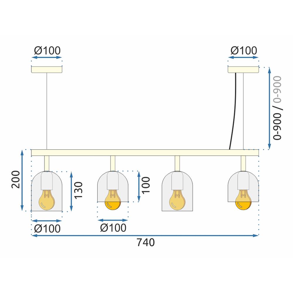 Deckenlampe APP1031-4CP Black