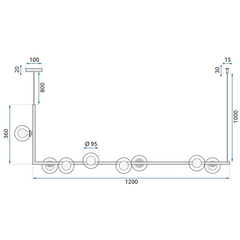Deckenlampe Metall Glas Black APP754-8CP