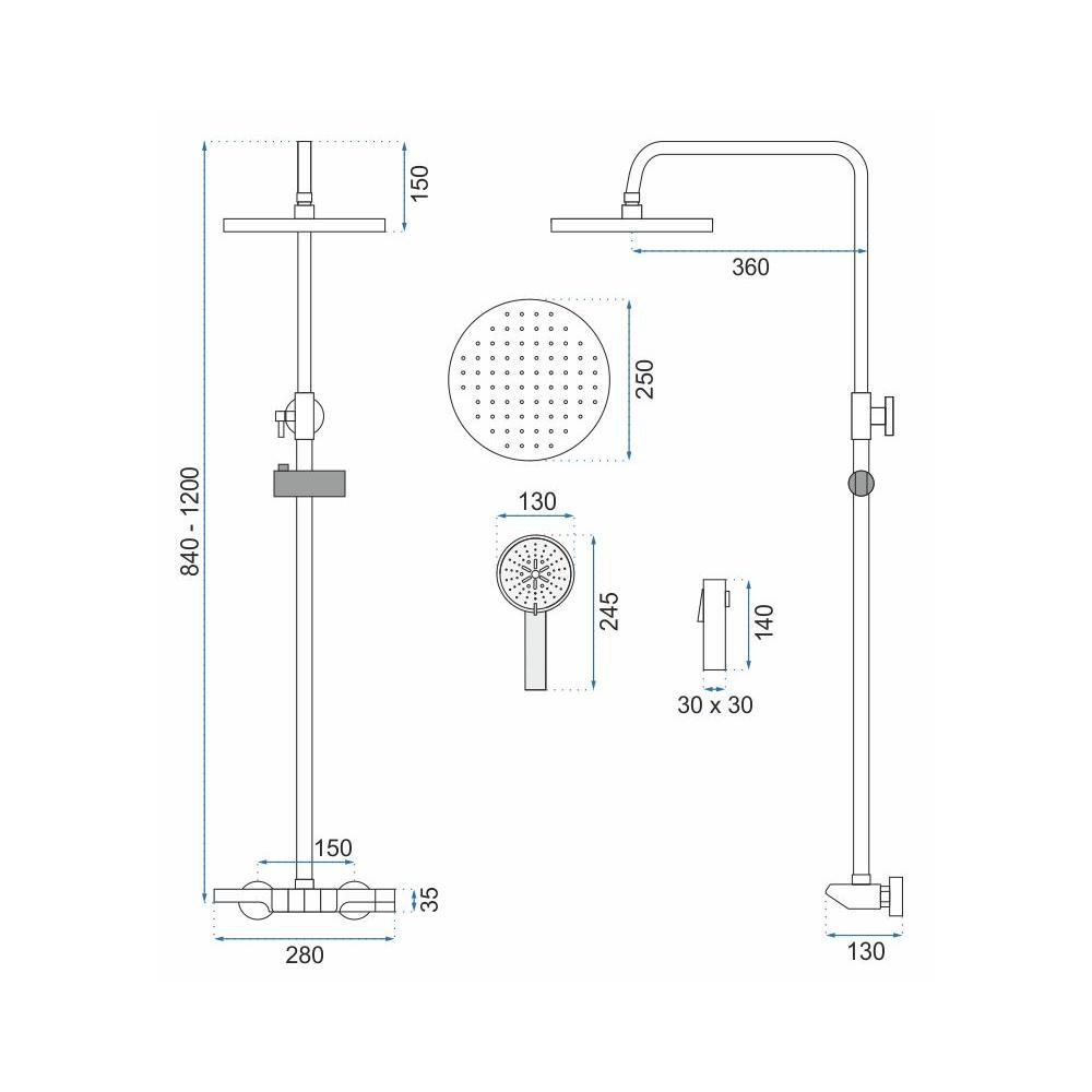 Shower set REA Savio Led Black