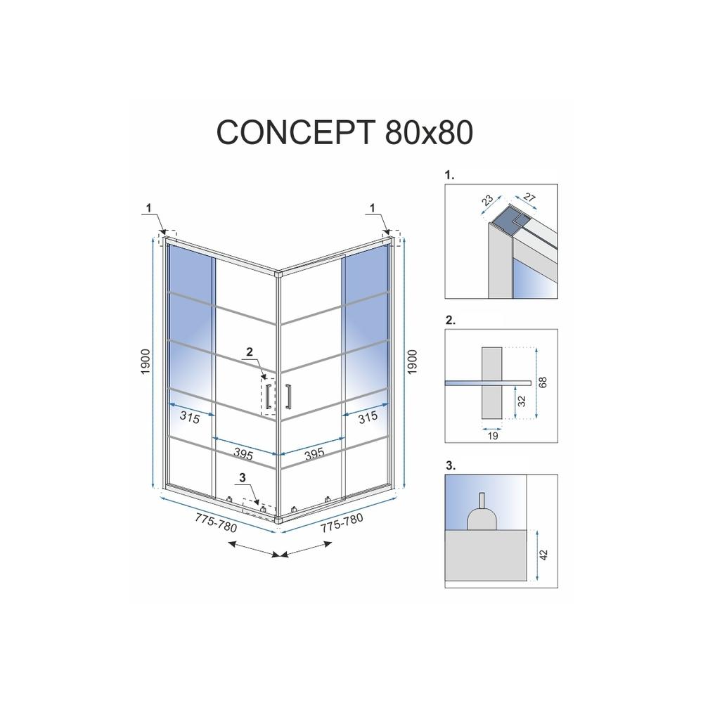 Cabine de douche Rea Concept Black 80x80