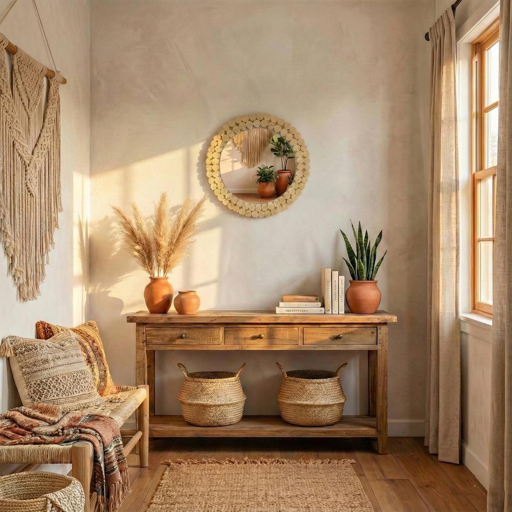 LUSTRO ŚCIENNE BOHO 36CM KLNA-MR01