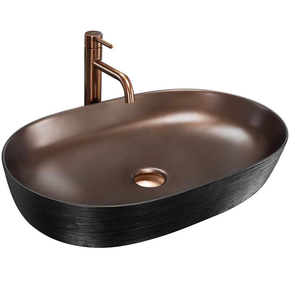 Opzetwastafel Rea Cleo 61 Copper Bush / Black