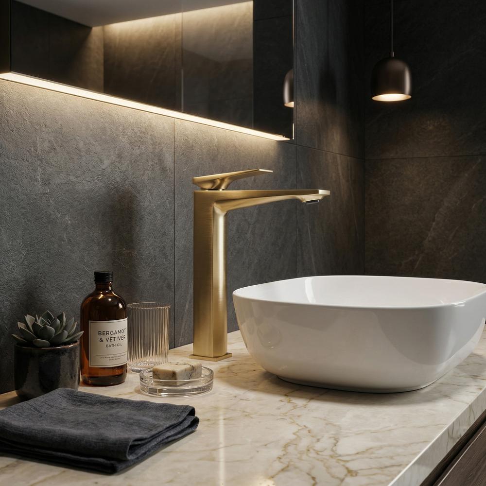 Βρύση νιπτήρα REA Prime Brush Gold High