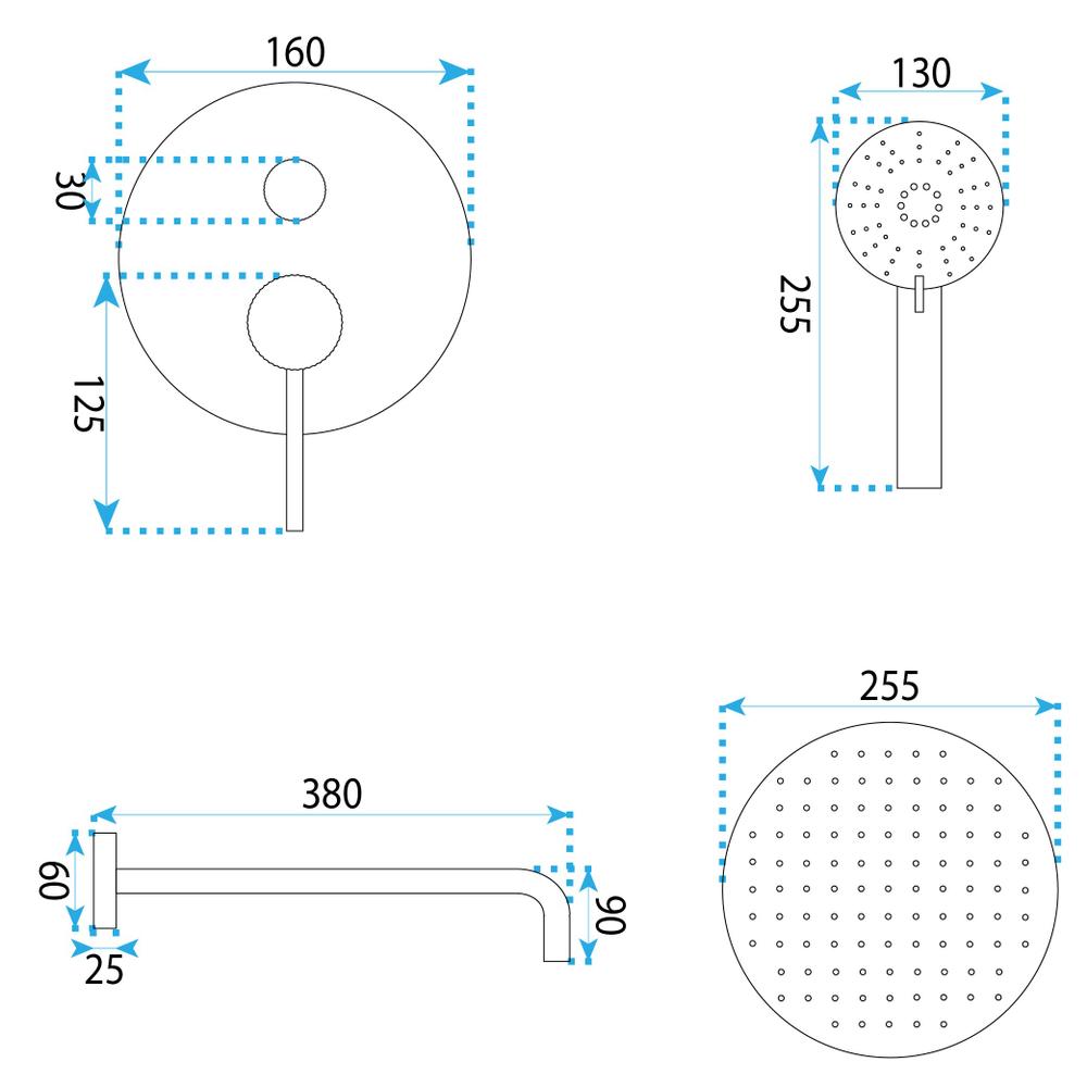 Kit de douche encastré Rea Lungo Stripe Gold Brush + BOX