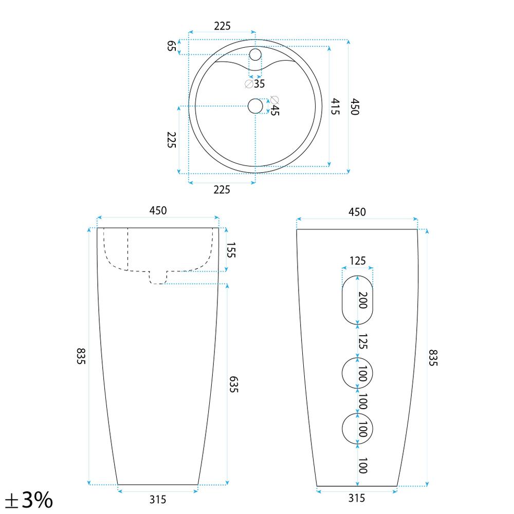 Umywalka Ceramiczna Wolnostojąca Anya Savana Matt