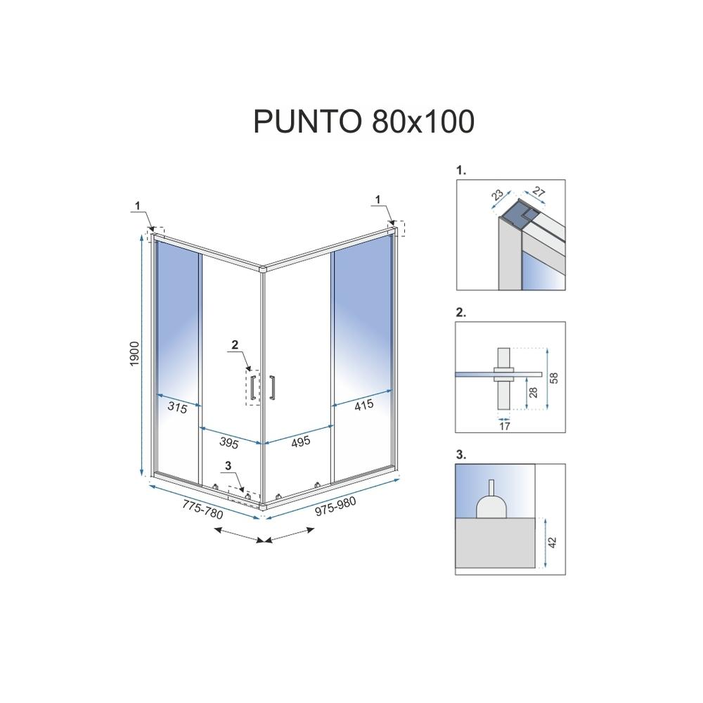 Cabina doccia Rea Punto Black 80x100