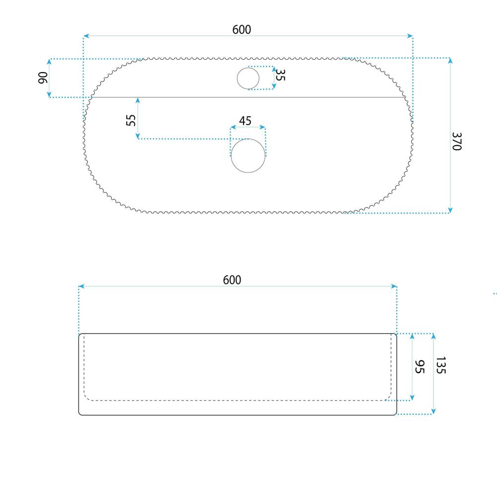 Umyvadlo na desku REA Marcela 60 Ruststone