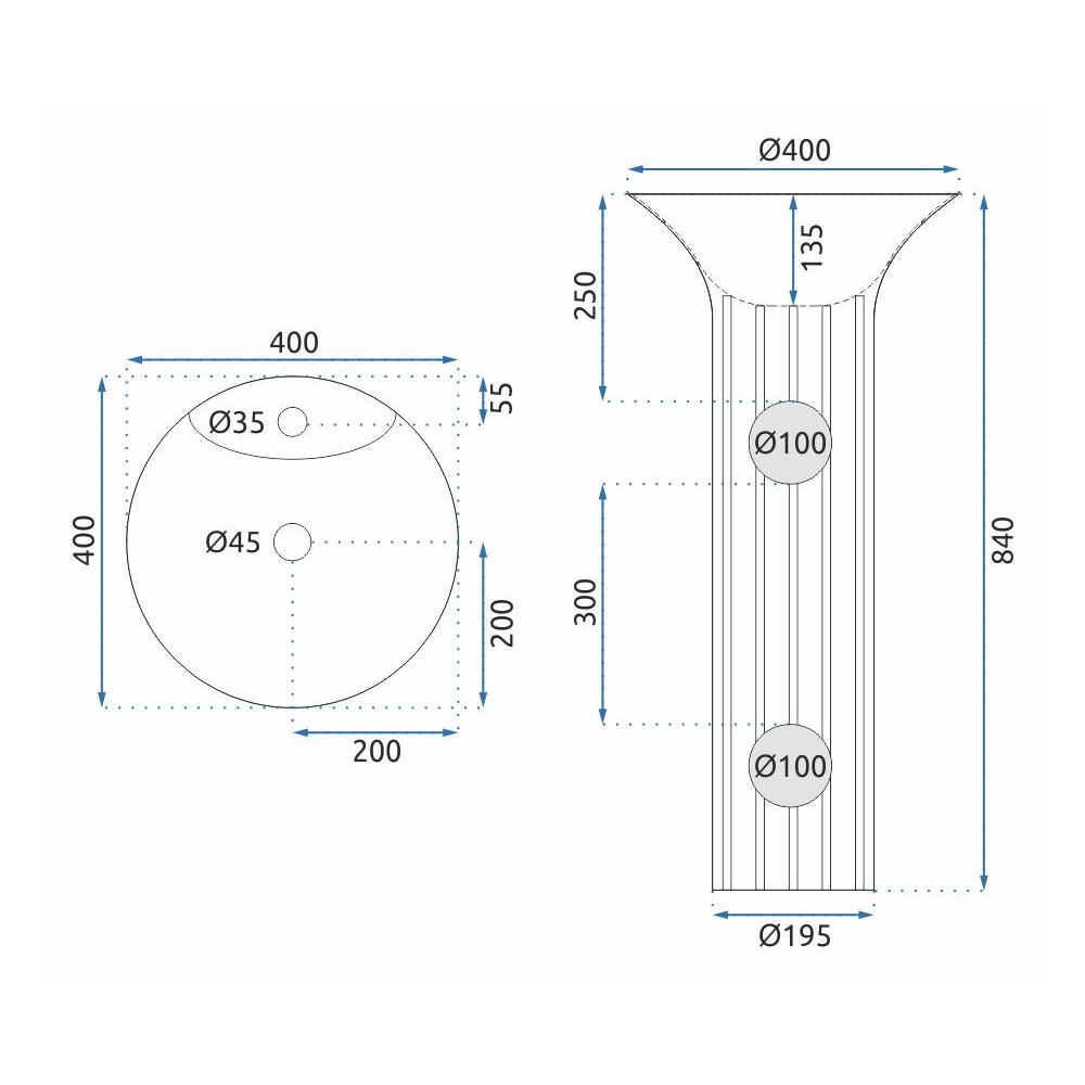 Hope vapaasti seisova keraaminen pesuallas