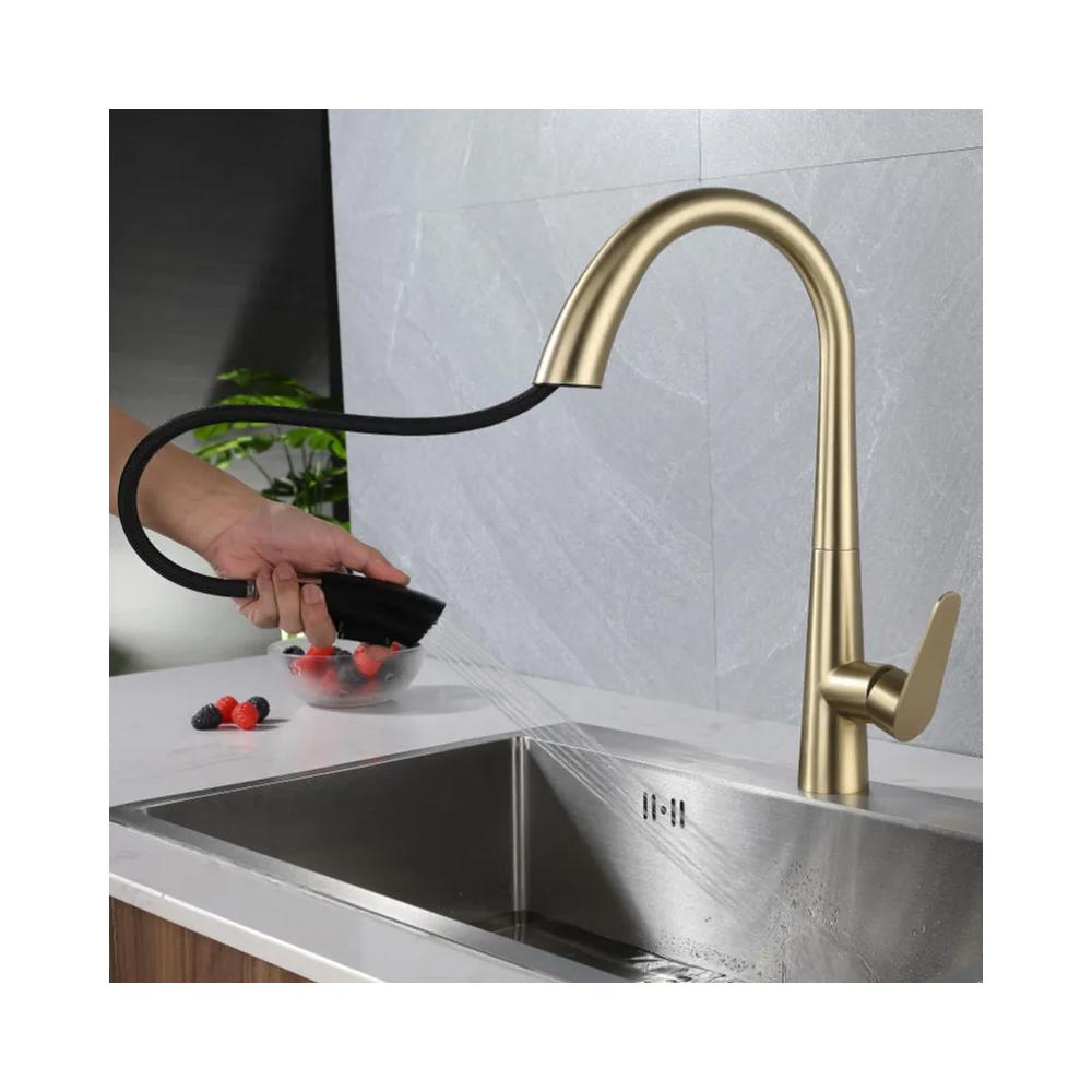 Baterie de bucătărie REA Ross  BRUSH GOLD