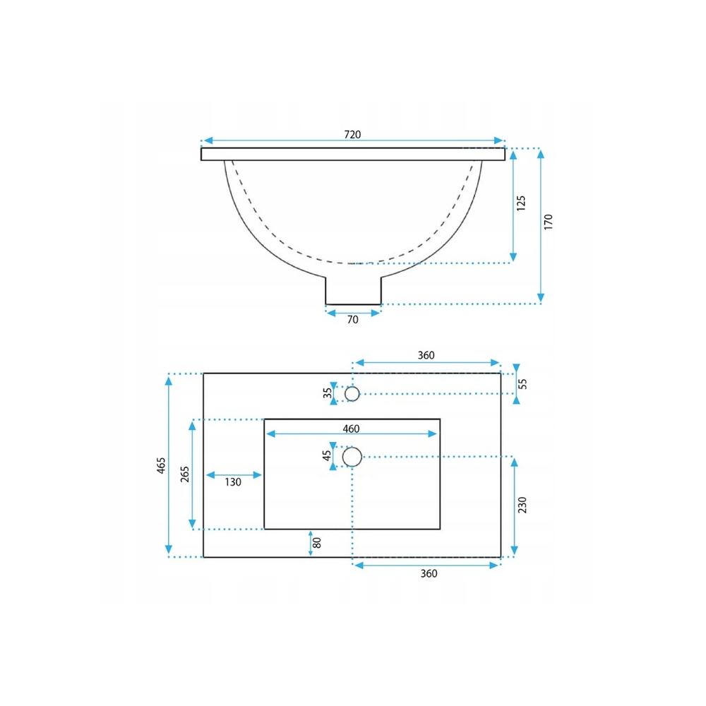 Умивальник врізний Rea Dafne 70