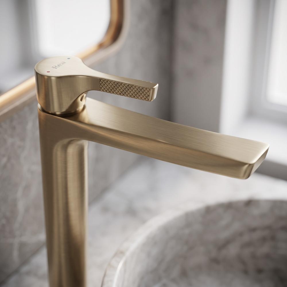 Bateria Umywalkowa PREMIUM REA Maxim Złota Szczotkowana Wysoka