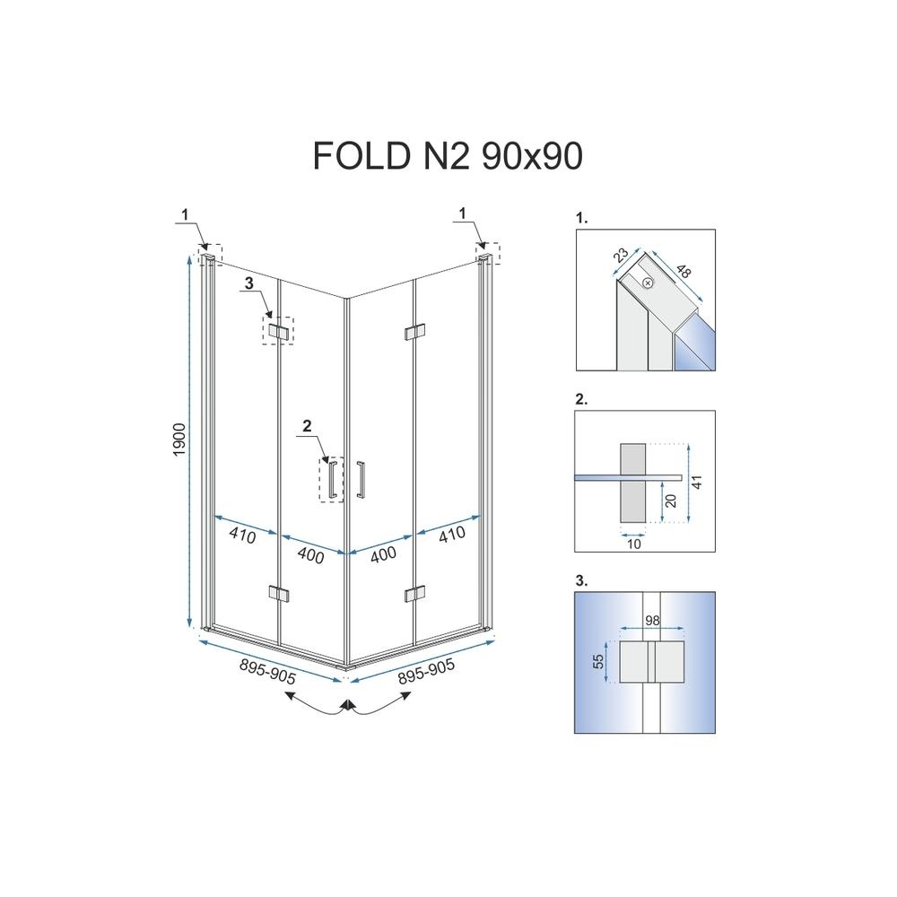 Kabina Rea Składana Fold N2 Prysznicowa Chrome