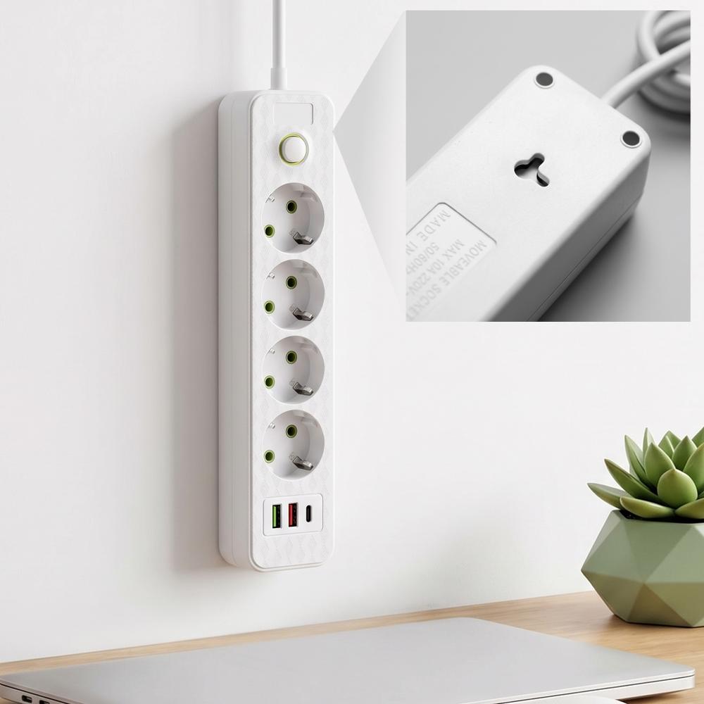Listwa zasilająca Przedłużacz 4 gniazda + 2x USB-A + USB-C JNH021-4A Biały