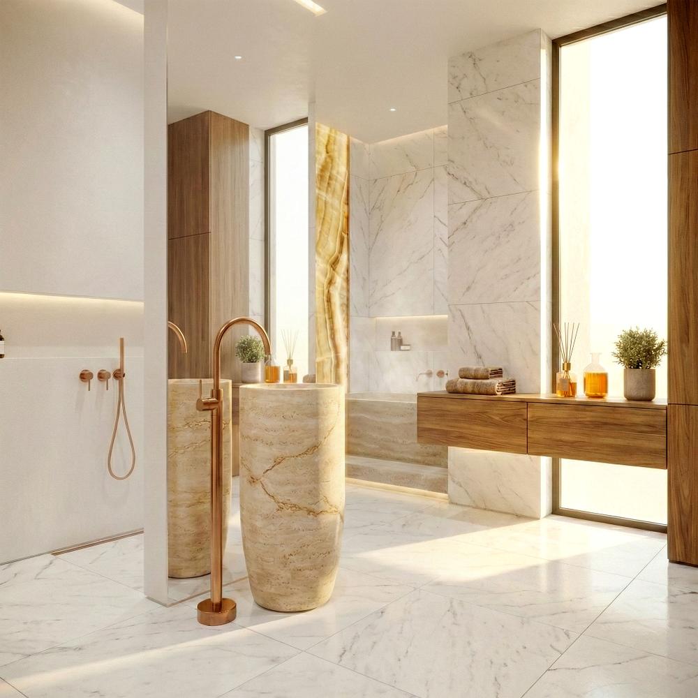 Voľne stojaca batéria REA LUNGO Brush Copper vysoká