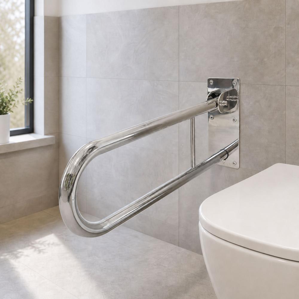 Folding bathroom grab bar Chrome