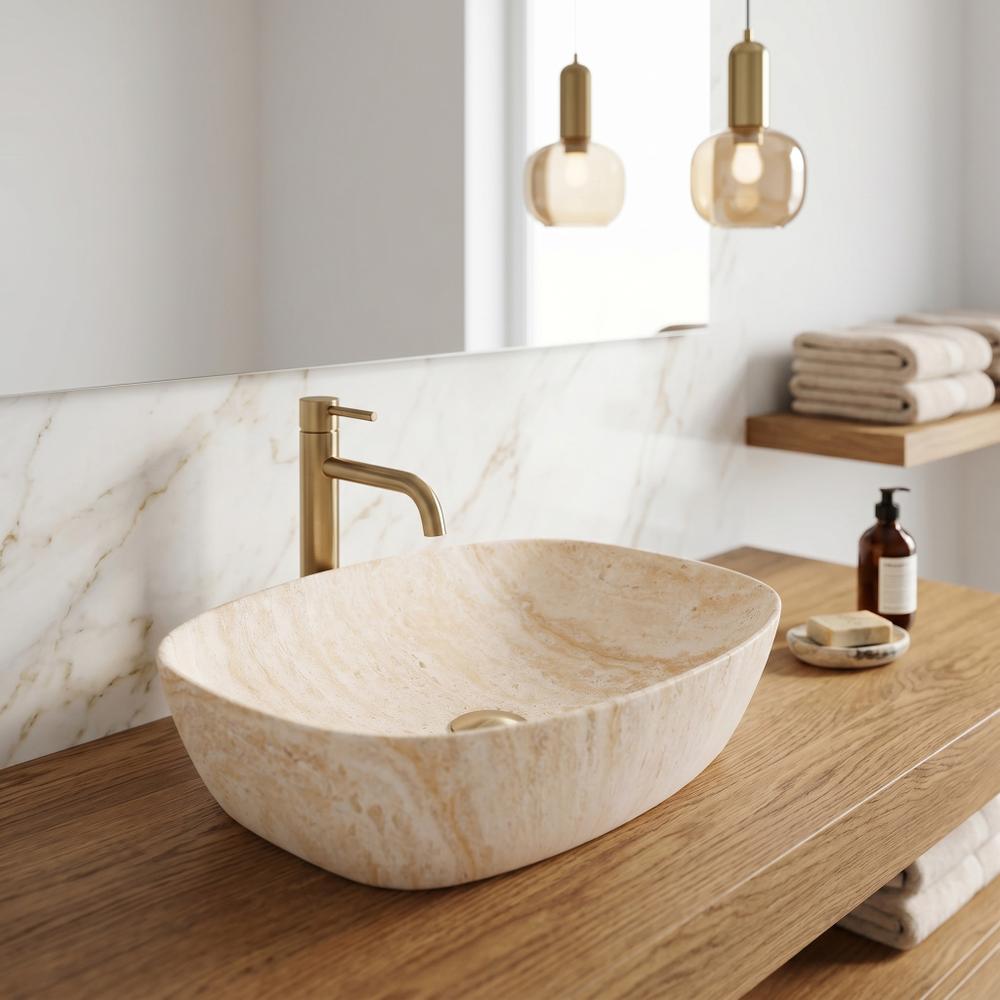 Umywalka nablatowa Rea Freja Travertine Matt