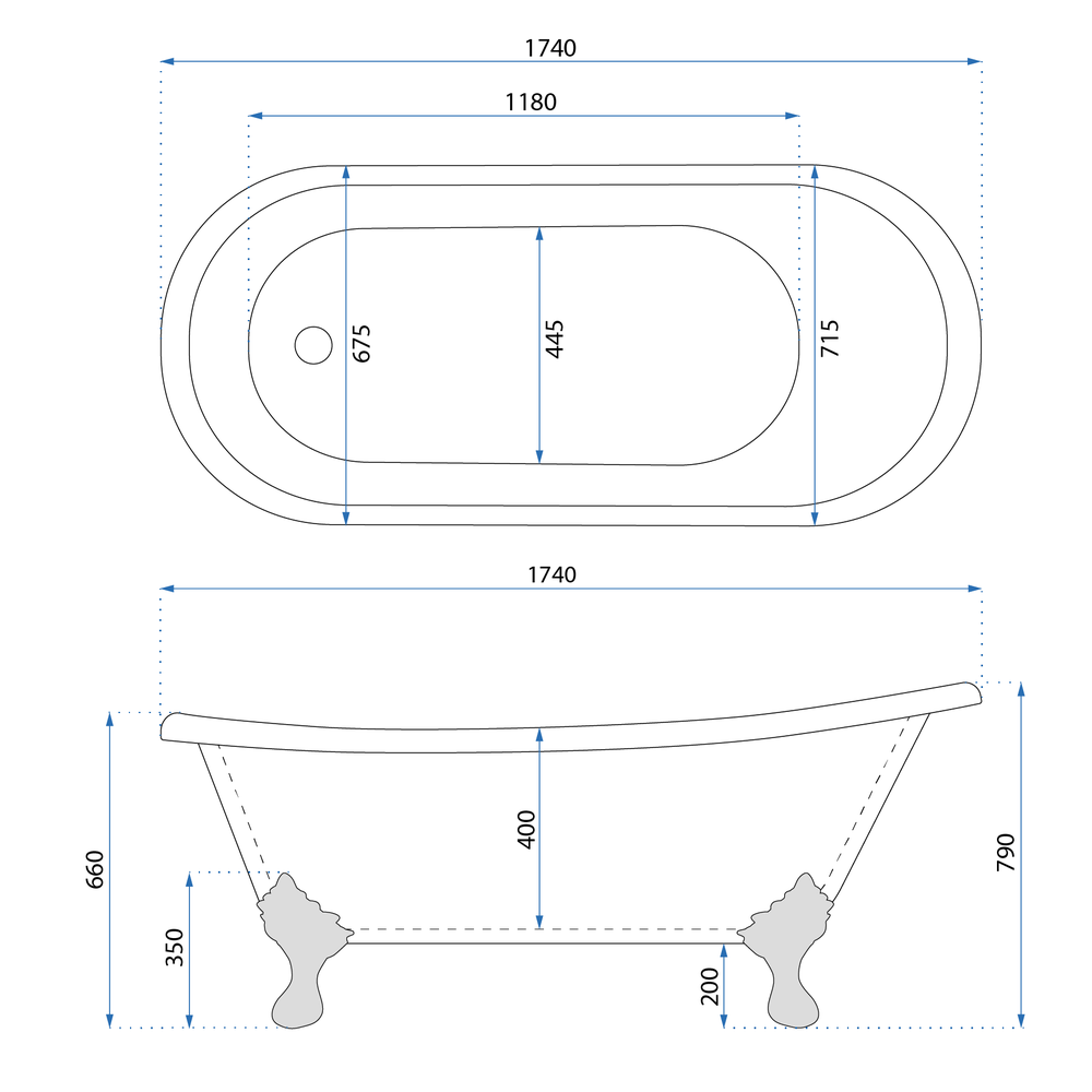 Окремо стояча ванна Rea Sparta 175