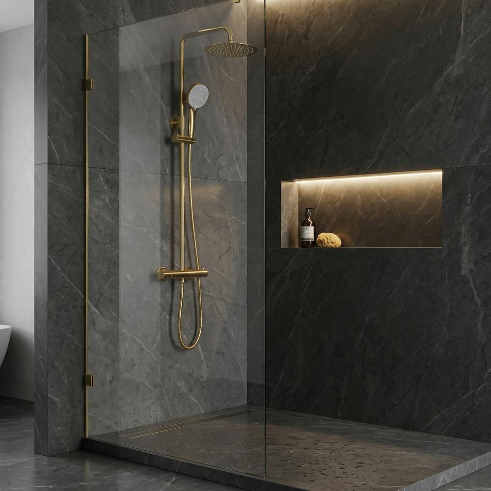 Set de duș fără pipă cu termostat Rea Lungo Gold