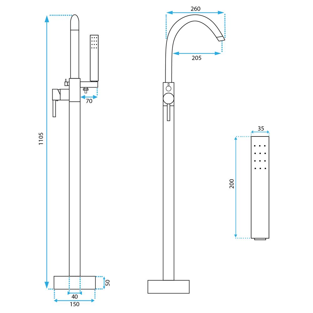 Vloeren  badmengkraan Rea Mono Black