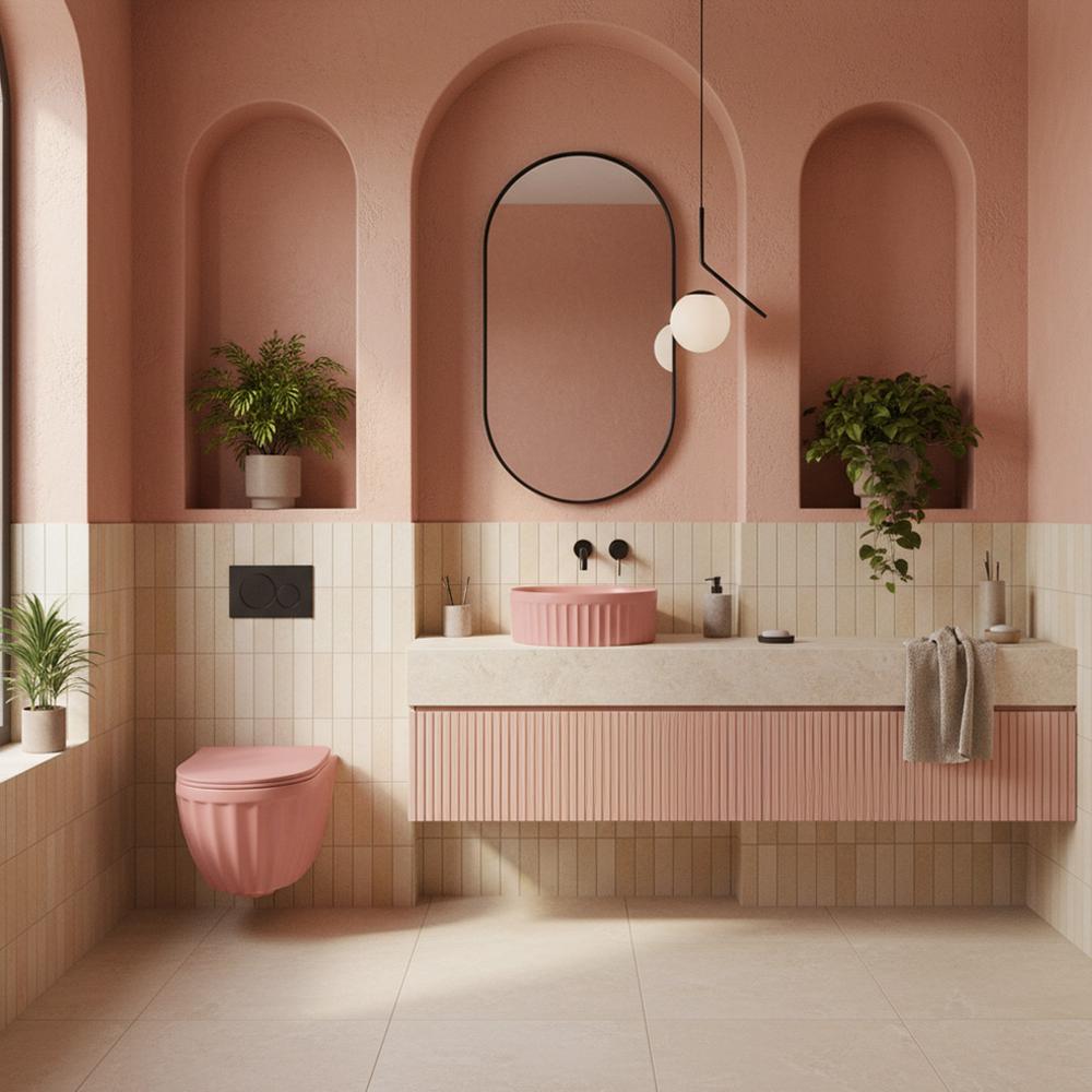 Umywalka nablatowa Rea DUO Sweet Pink Matt