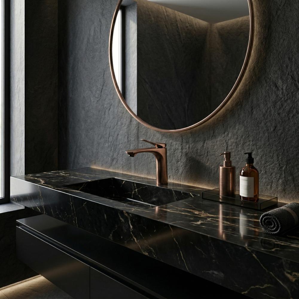 Bateria Umywalkowa PREMIUM REA Vision Miedź Szczotkowana Niska