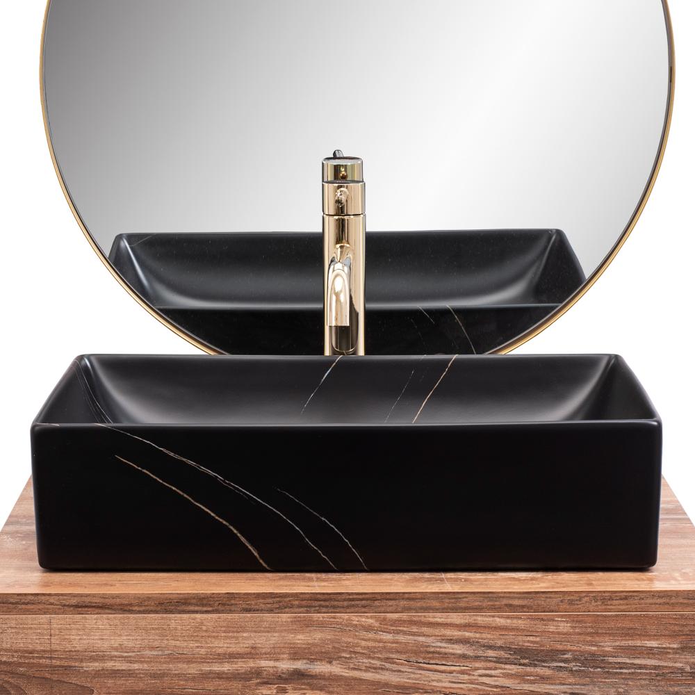 REA Inga melna marmora matēta galda virsmas izlietne