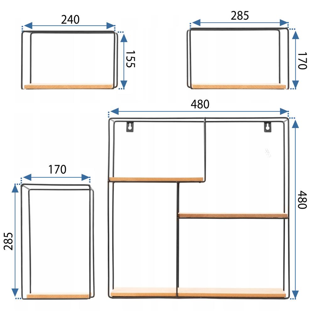 Zestaw 4 półek ściennych LOFT Metalowe Industrial CFZL-TSF011