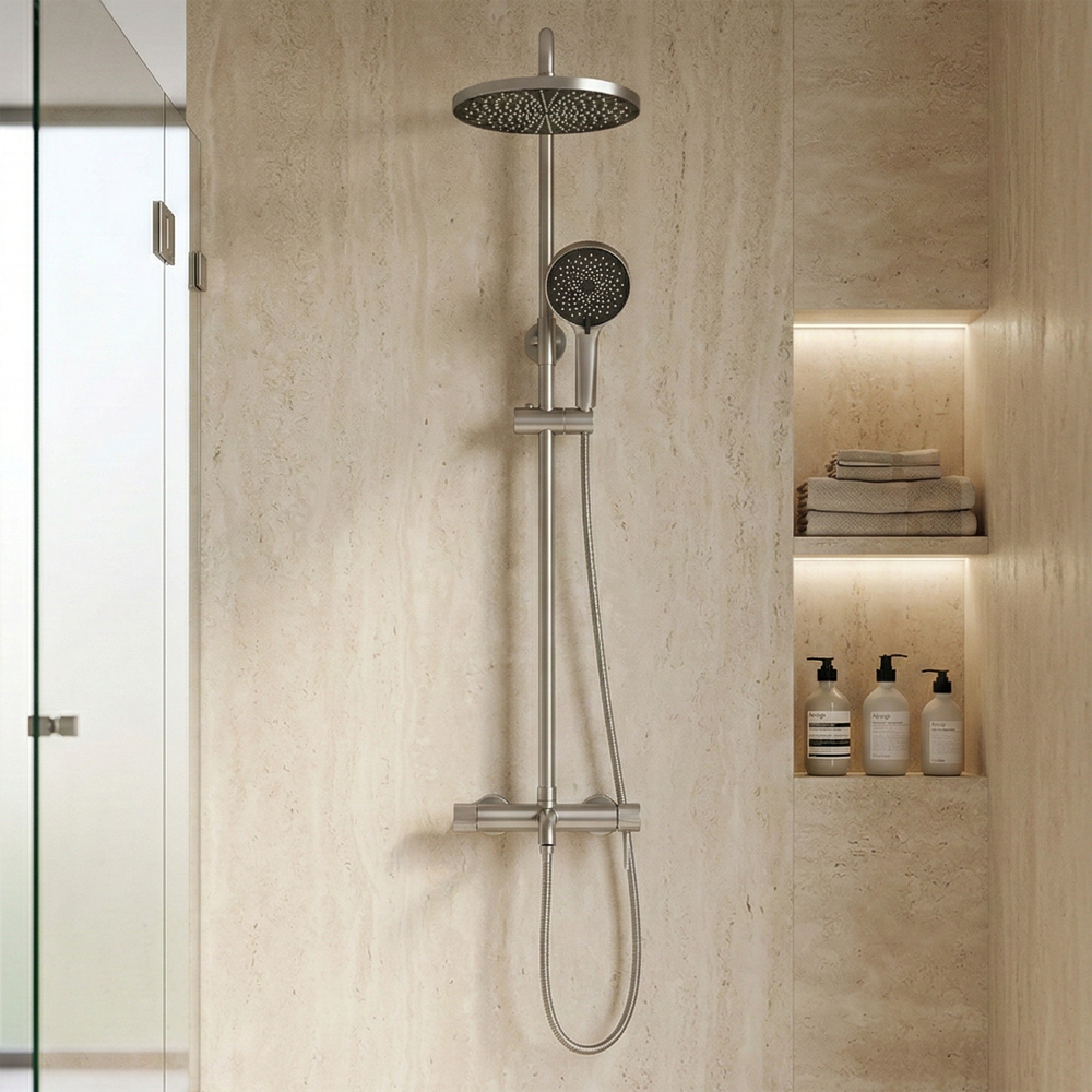 Rea Lungo Stripe Brush Nickel dušo komplektas