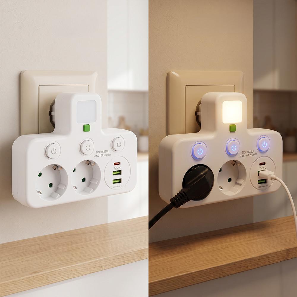 Listwa zasilająca 2 gniazda + 2x USB-A + USB-C JNH017 Biała