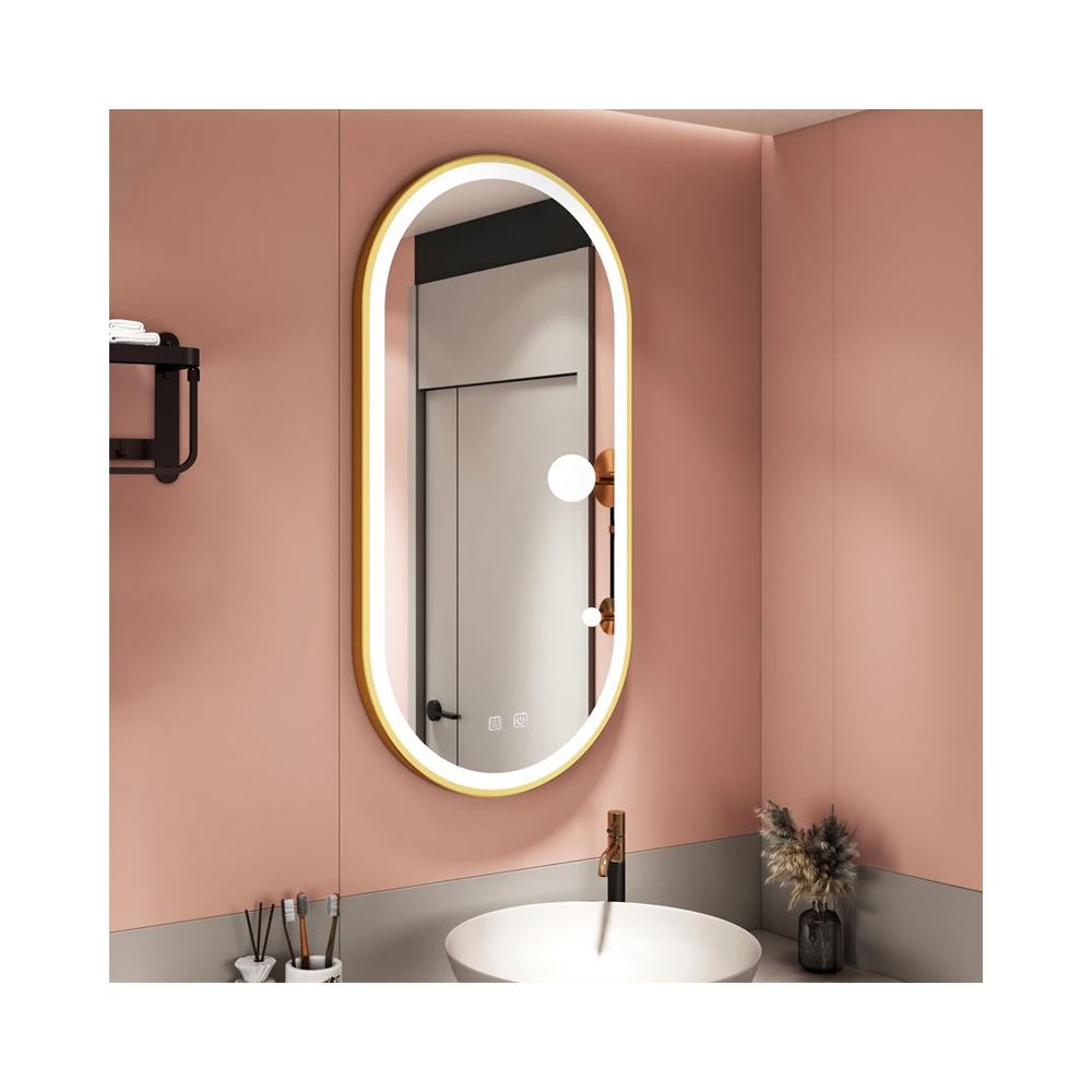Mirror LED OVL 50x100cm Brush Gold