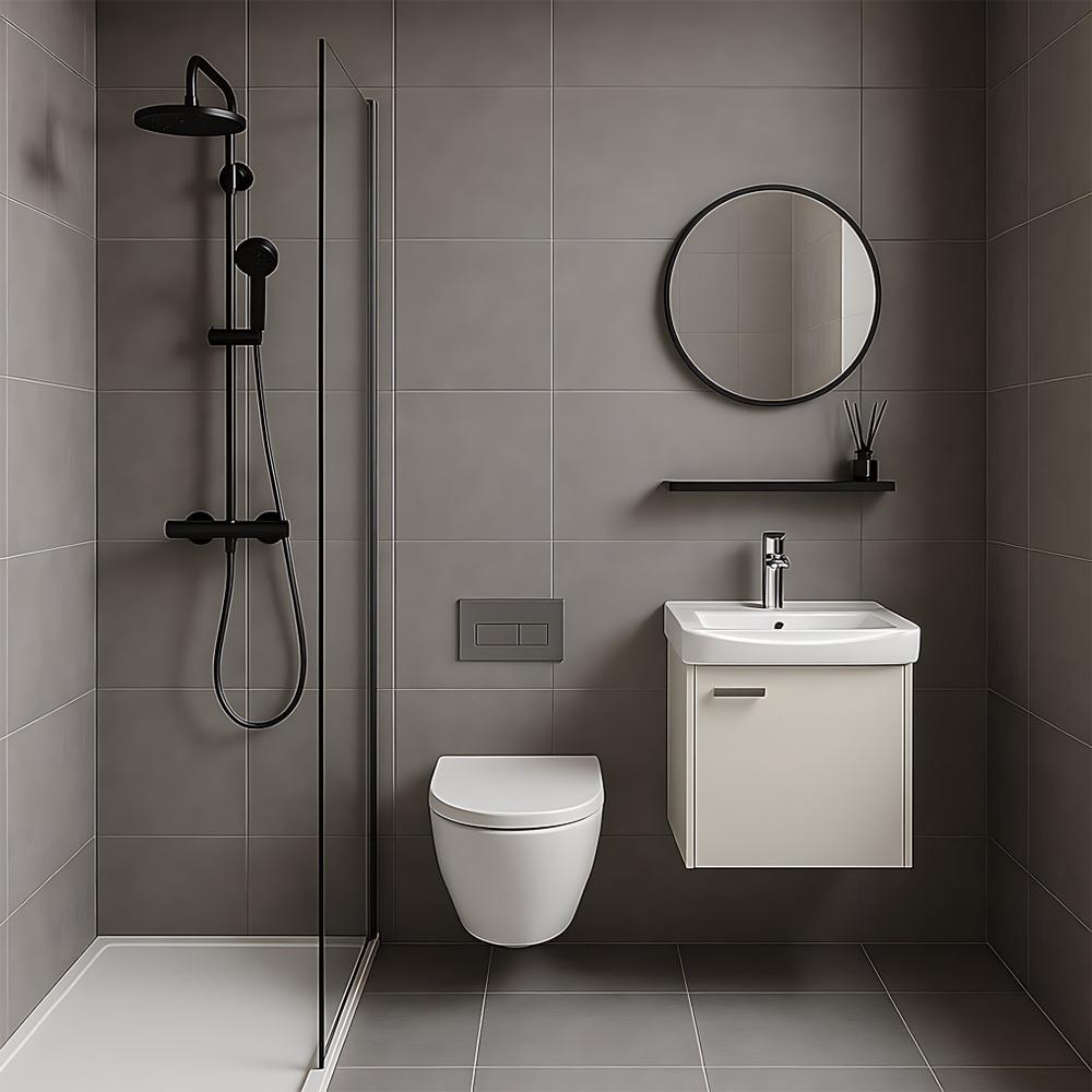 Ensemble de meubles de salle de bain Molly 40cm Beige meuble avec lavabo + miroir + étagère