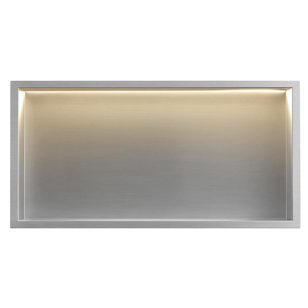 bathroom shelf LED 30x60  steel brush