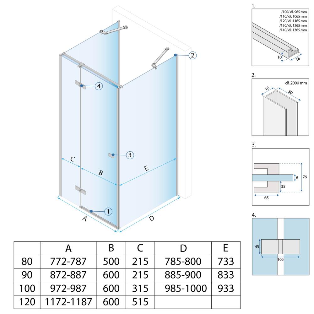 Duschkabine Rea Atlas 80x90 Chrome