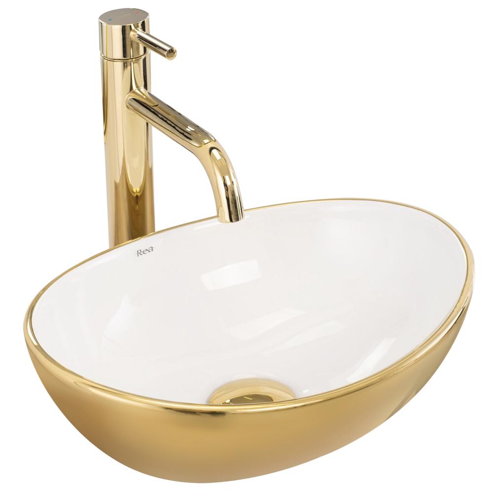 Countertop washbasin Rea Sofia mini GOLD / WHITE Shiny